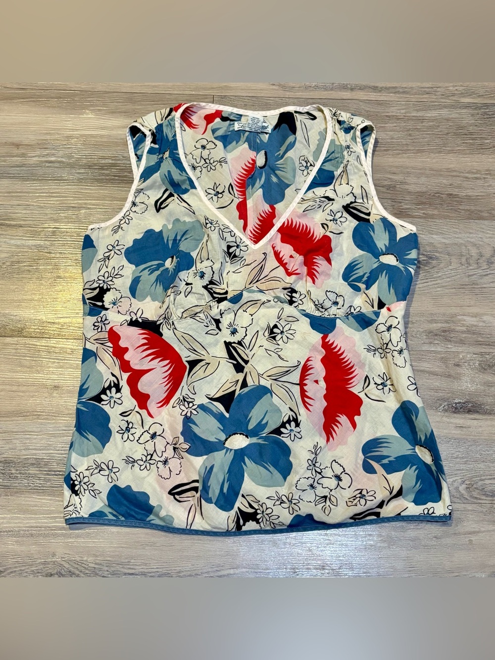 Vintage 90s Y2K Lucky Brand floral sleeveless v neck top med Hong Kong EXCELLENT